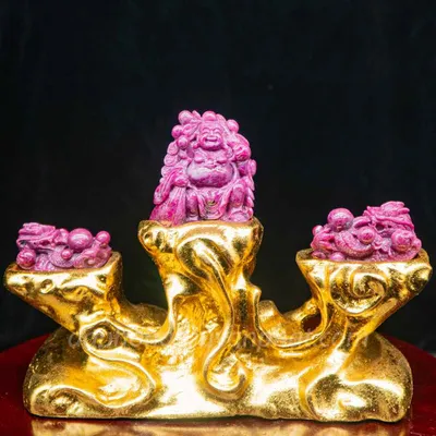 Tượng Đá Quý Ruby Hình Rồng Để Bàn Làm Việc, Ô Tô, ... - Chất Liệu Đá Ruby 100% - M2428 - 0,6kg