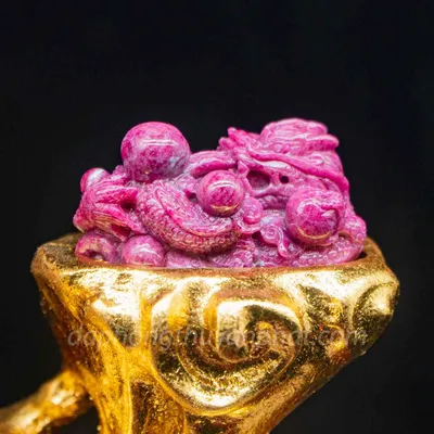 Tượng Đá Quý Ruby Hình Rồng Để Bàn Làm Việc, Ô Tô, ... - Chất Liệu Đá Ruby 100% - M2428 - 0,6kg