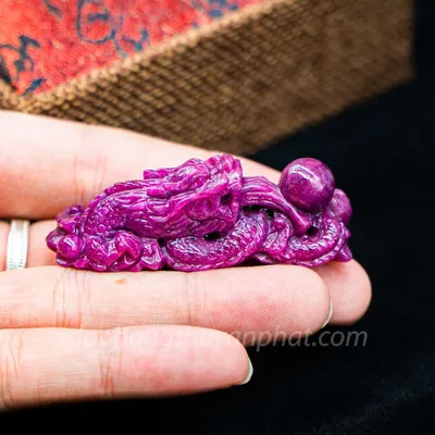 Mặt Phật Bản Mệnh | Mặt Đá Ruby Hình Rồng M2371 - 35g