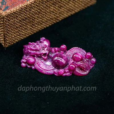 Mặt Phật Bản Mệnh | Mặt Đá Ruby Hình Rồng M2375 - 46g