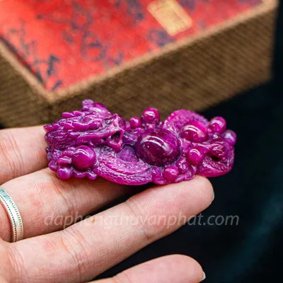 Mặt Phật Bản Mệnh | Mặt Đá Ruby Hình Rồng M2375 - 46g