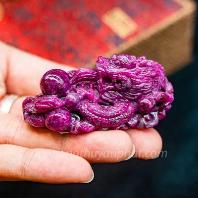 Mặt Phật Bản Mệnh | Mặt Đá Ruby Hình Rồng M2375 -86,3g