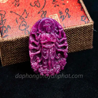 Mặt Phật Bản Mệnh | Mặt Phật Thiên Thủ Thiên Nhãn Đá Ruby Đỏ M2375 - 58,4g