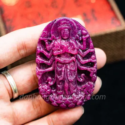 Mặt Phật Bản Mệnh | Mặt Phật Thiên Thủ Thiên Nhãn Đá Ruby Đỏ M2375 - 58,4g