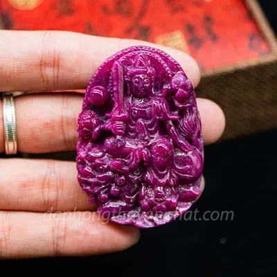Mặt Phật Bản Mệnh | Mặt Văn Thù Bồ Tát Đá Ruby M2373 - 59,9g
