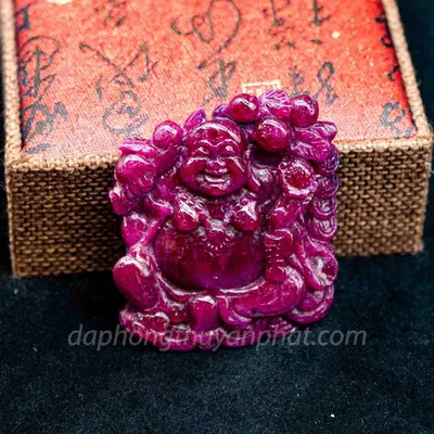 Mặt Phật Bản Mệnh | Mặt Phật Di Lạc Đá Ruby M2373 - 80g