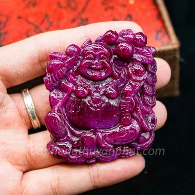 Mặt Phật Bản Mệnh | Mặt Phật Di Lạc Đá Ruby M2373 - 80g