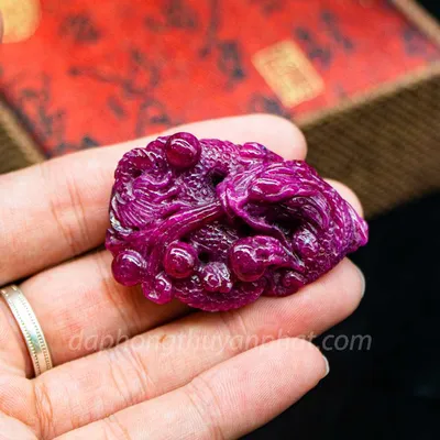 Mặt Phật Bản Mệnh | Mặt Đá Ruby Hình Rồng M2372 - 32,8g