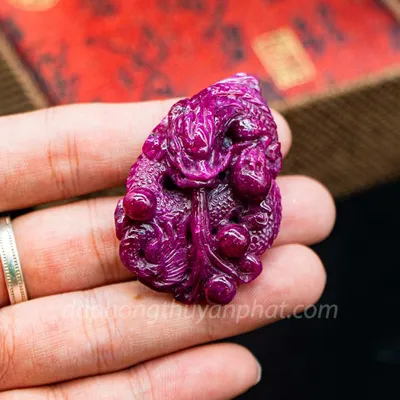 Mặt Phật Bản Mệnh | Mặt Đá Ruby Hình Rồng M2372 - 32,8g