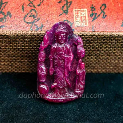 Mặt Phật Bản Mệnh | Mặt A Di Đà Đá Ruby Đỏ M2373 - 48,1g