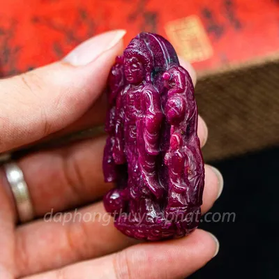 Mặt Phật Bản Mệnh | Mặt A Di Đà Đá Ruby Đỏ M2373 - 48,1g
