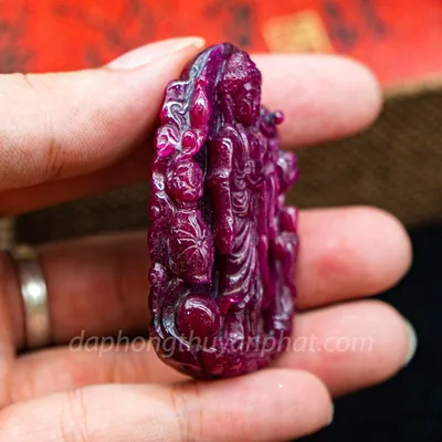 Mặt Phật Bản Mệnh | Mặt A Di Đà Đá Ruby Đỏ M2373 - 48,1g