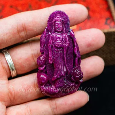 Mặt Phật Bản Mệnh | Mặt A Di Đà Đá Ruby Đỏ M2373 - 44g