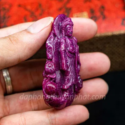Mặt Phật Bản Mệnh | Mặt A Di Đà Đá Ruby Đỏ M2373 - 44g