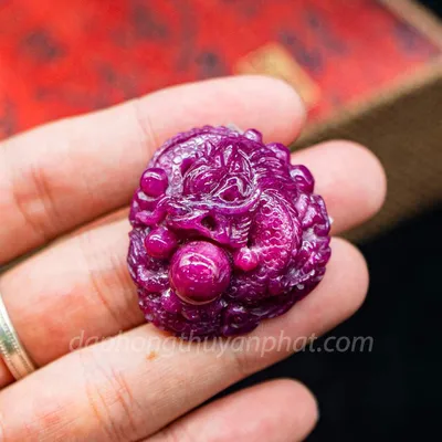 Mặt Phật Bản Mệnh | Mặt Đá Ruby Hình Rồng M2371 - 31,1g