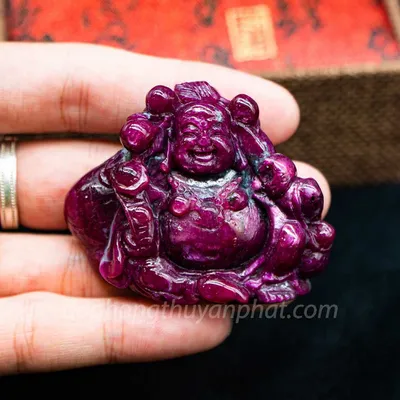 Mặt Phật Bản Mệnh | Mặt Phật Di Lạc Đá Ruby M2375 -70g
