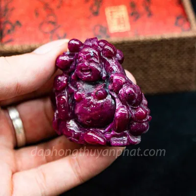 Mặt Phật Bản Mệnh | Mặt Phật Di Lạc Đá Ruby M2375 -70g