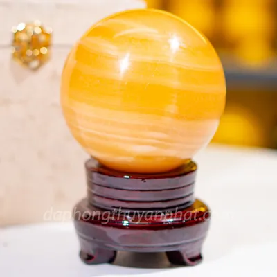 Quả Cầu Phong Thủy Đá Ngọc Hoàng Long (Onyx) Vàng 1,43kg M18361