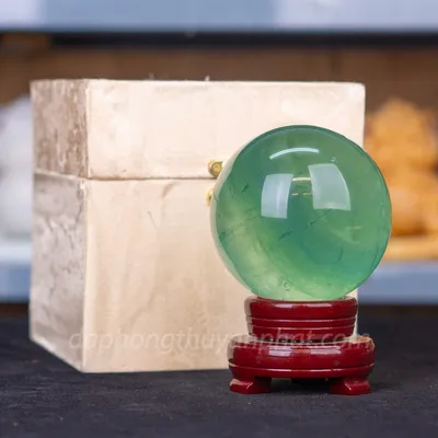 Quả Cầu Thạch Anh Xanh - Fluorite Xanh Trong Thấu Quang VIP 1.18kg- 9cm M2650118