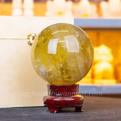 Quả Cầu Phong Thủy Đá Thạch Anh Vàng 5A 3.3kg - 13cm