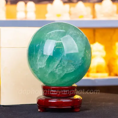 Quả Cầu Thạch Anh Xanh - Fluorite Xanh Trong Thấu Quang VIP 6.9kg - 15cm M265069