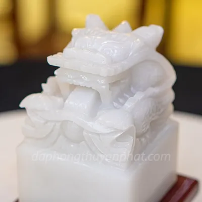 Ấn Rồng Bạch Ngọc 15cm - M1586 | Ấn Rồng Đá