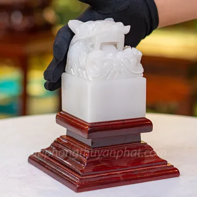 Ấn Rồng Bạch Ngọc 12cm M1585 | Ấn Rồng Đá