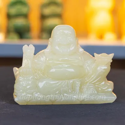 Tượng Phật Di Lặc để xe ô tô Onyx Xanh | Tượng Di Lặc để xe ô tô 15cm - M2693