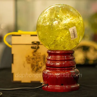 Quả Cầu Phong Thủy Đá Thạch Anh Vàng 3.64kg - 13.5cm AH005