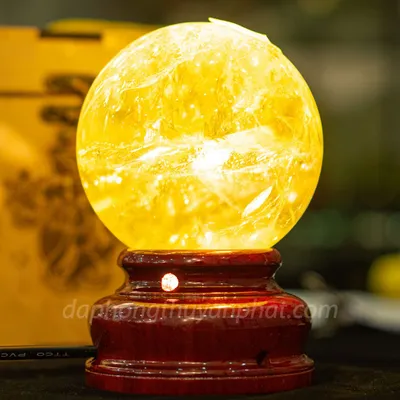 Quả Cầu Phong Thủy Đá Thạch Anh Vàng 1.21kg - 9.5cm AH010