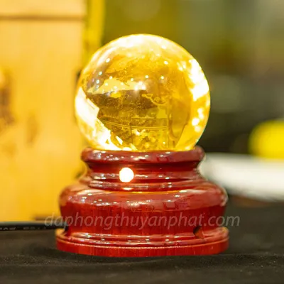 Qủa Cầu Phong Thủy Đá Thạch Anh Vàng 0.44kg - 6.8cm AH018