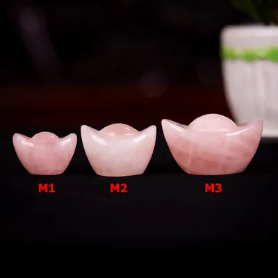Kim Nguyên Bảo (Thỏi Vàng) Đá Thạch Anh Hồng - M22704 (Mẫu 1)