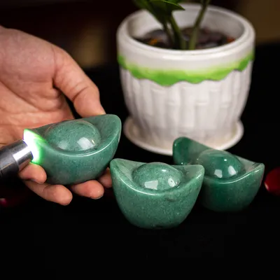 Kim Nguyên Bảo (Thỏi Vàng) Đá Thạch Anh Xanh - M22703 (Mẫu 3)