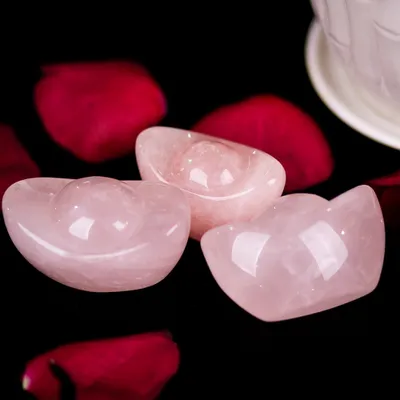 Kim Nguyên Bảo (Thỏi Vàng) Đá Thạch Anh Hồng - M22704 (Mẫu 1)