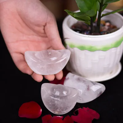 Kim Nguyên Bảo (Thỏi Vàng) Đá Thạch Anh Trắng - M22708 (Mẫu 2)