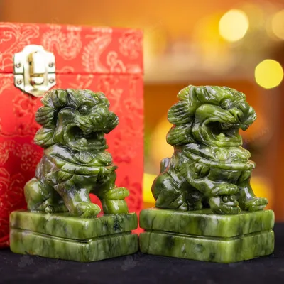 Cặp Nghê Đá Serpentine - 10cm - M286307