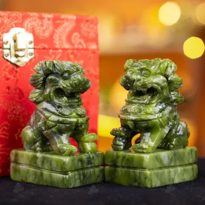 Cặp Nghê Đá Serpentine - 10cm - M286307