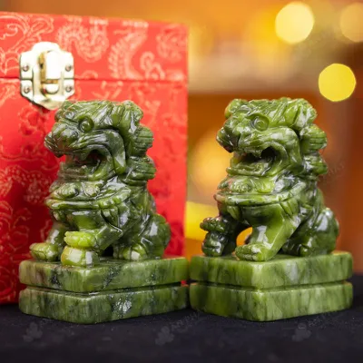 Cặp Nghê Đá Serpentine - 10cm - M286307