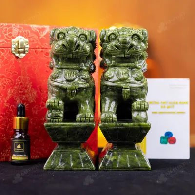 Cặp Nghê Đá Serpentine - 15cm - M2865216