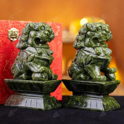 Cặp Nghê Đá Serpentine - 15cm - M2865216