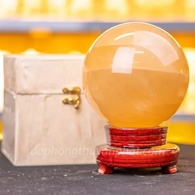 Quả Cầu Phong Thủy Canxit Vàng 14cm - M1660