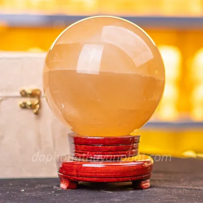 Quả Cầu Phong Thủy Canxit Vàng 14cm - M1660