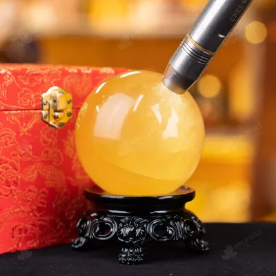 Quả Cầu Phong Thủy Canxit Vàng - 0,99kg - M2906099