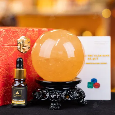 Quả Cầu Phong Thủy Canxit Vàng - 0,99kg - M2906099