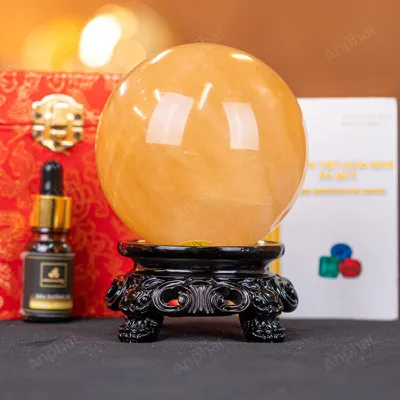 Quả Cầu Phong Thủy Canxit Vàng - 1,346kg - M29061346