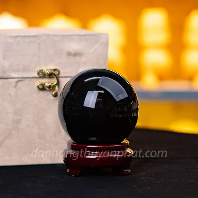 Quả Cầu Đá Nùi Lửa Đen | Đá Obsidian Đen - 0,94kg - 9cm M21928