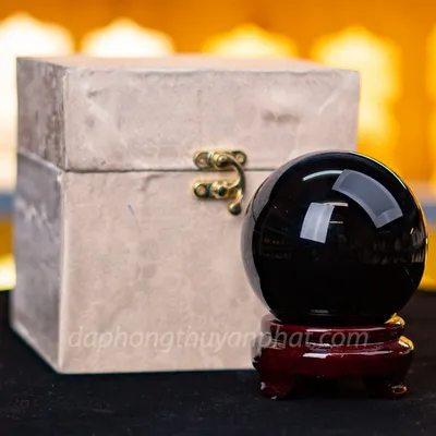 Quả Cầu Đá Nùi Lửa Đen | Đá Obsidian Đen - 0,94kg - 9cm M21928