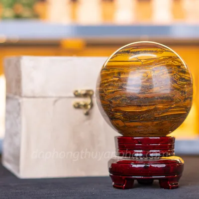 Quả Cầu Phong Thủy Đá Mắt Hổ 2.23kg M039019 - 11cm