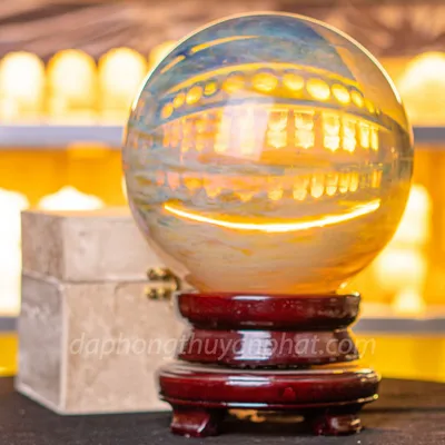 Quả Cầu Đá Phong Thủy Màu Vàng | Đá Obsidian Vàng - 11,3kg - 20cm - M192214