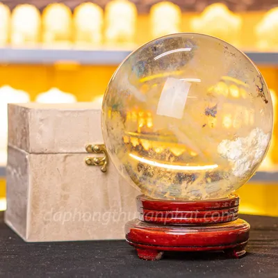 Quả Cầu Đá Phong Thủy Màu Vàng | Đá Obsidian Vàng  - 7,2kg - 18cm - M192213